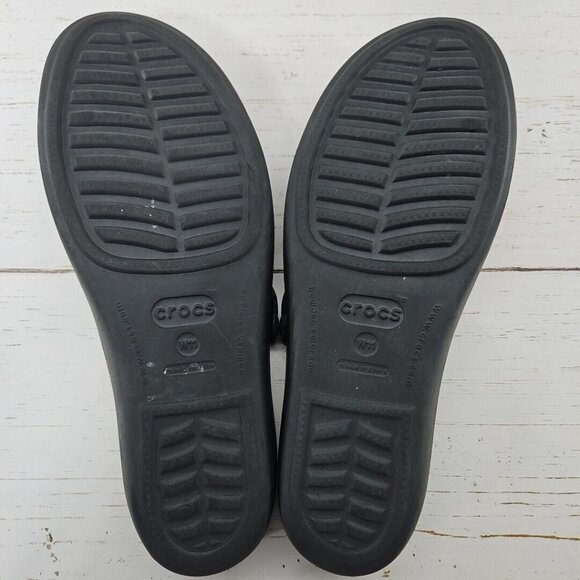 Crocs Patricia Womens Size 11‎ Black Wedge Sandal Strappy Slip On Slides - Picture 7 of 8